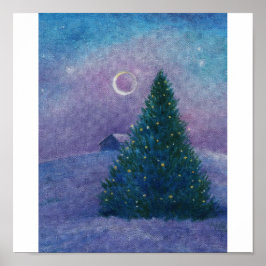 Nocturne Winter Wonderland jul Gräs Poster