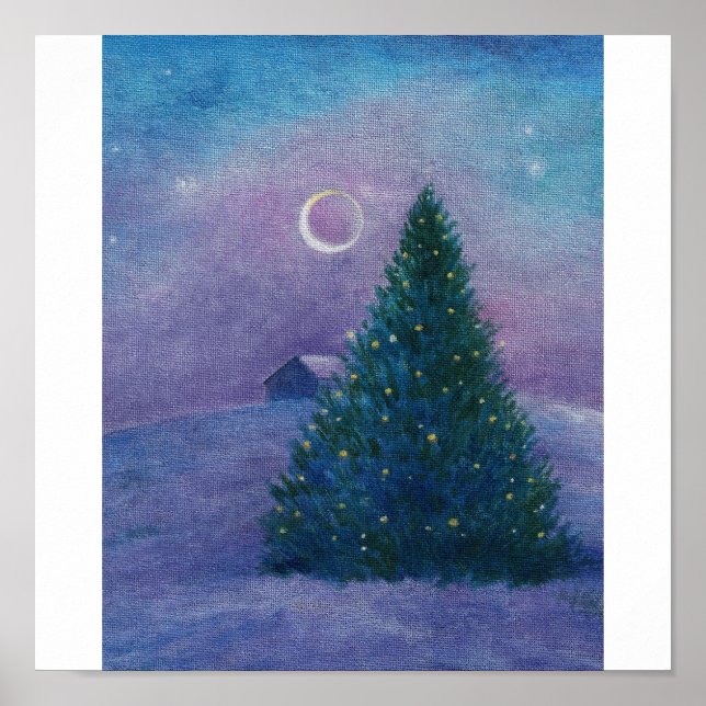 Nocturne Winter Wonderland jul Gräs Poster (Framsidan)