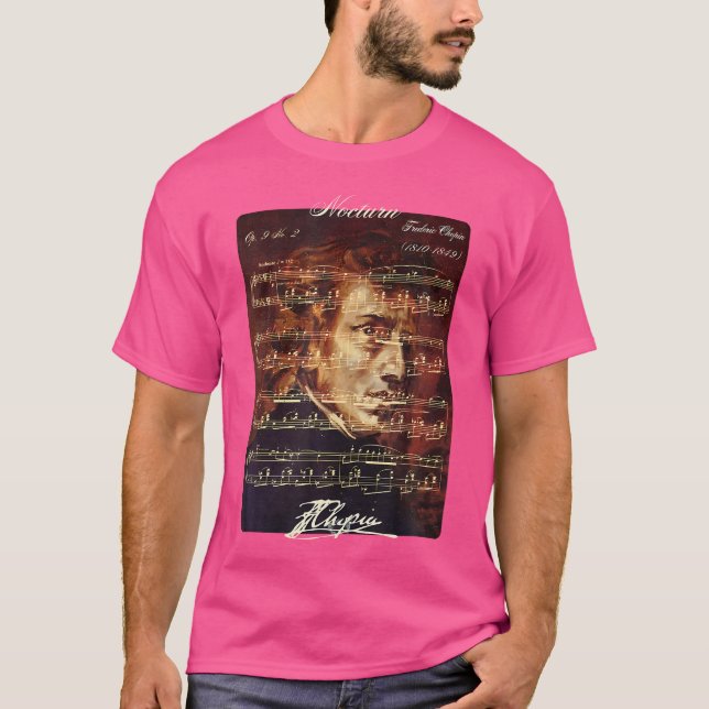 Nocvert Op. 9 Nr. 2 Frederic Chopin Namnteckning p T Shirt (Framsida)