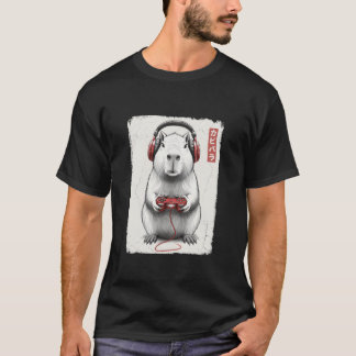 Nödlidande spelare Japansk konst Rollig Capybara-v T Shirt