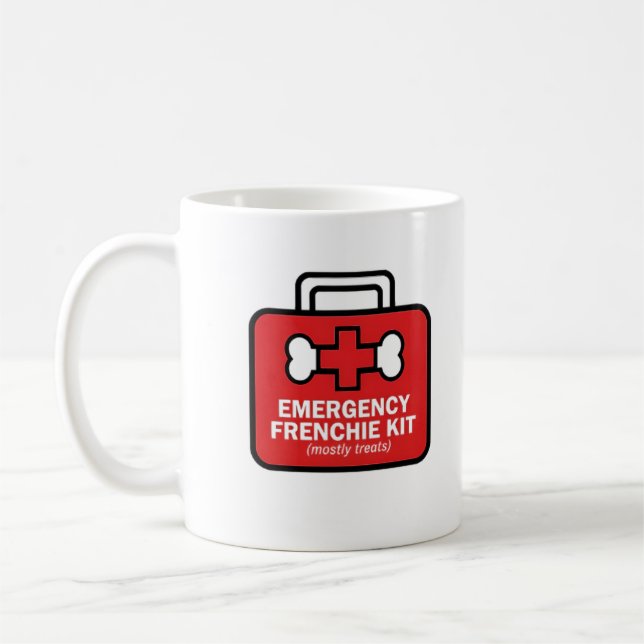 Nödpaket för French Bulldog-godisar - Rolig Parodi Kaffemugg (Vänster)