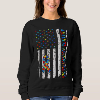 Nödställd amerikansk flagga Autism Medvetenhet Ban T Shirt