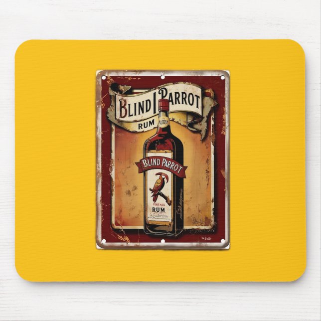 Nödställd skylt som annonserar BLIND PARROT RUM Musmatta (Framsidan)