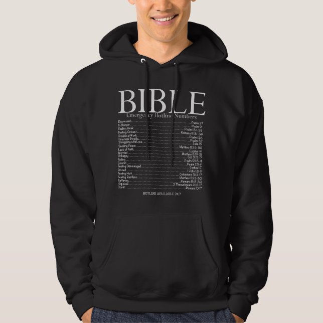 Nödtelefonnummer för Bibeln, bibelvers Hoodie (Framsida)