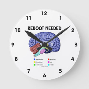 Nödvändig omstart (Anatomical Brain Humor) Rund Klocka