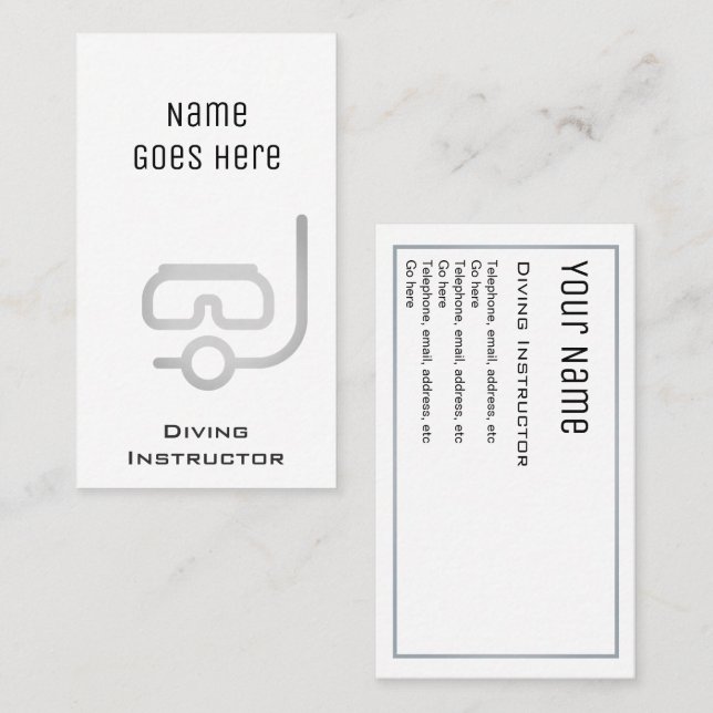 "Nödvändiga" dykninginstruktörvisitkortar Visitkort (Fram/baksida)