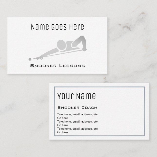 "Nödvändiga" Snookervisitkortar Visitkort (Fram/baksida)