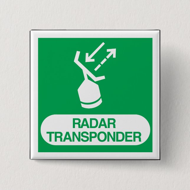 Nödvarningsradar-svararens säkerhetsskylt knapp (Framsida)