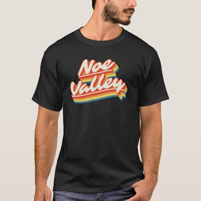 Noe Valley Retro Rainbow Classic T Shirt (Framsida)
