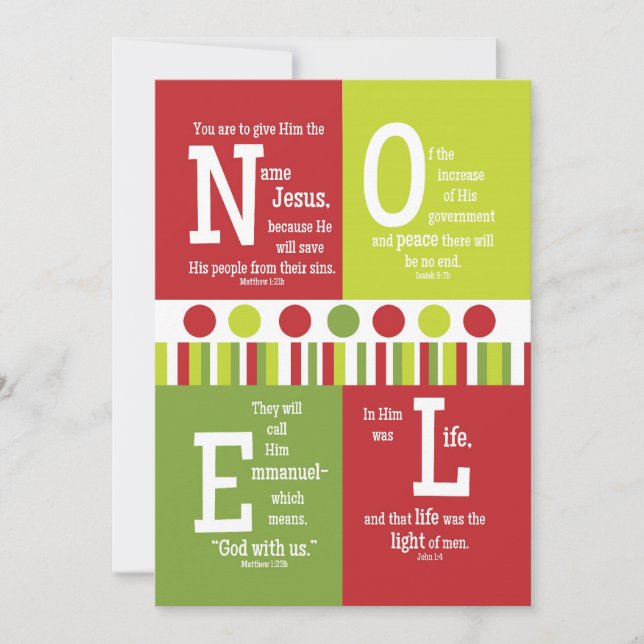 NOEL 2-sidigt skript verse julkort (Framsida)