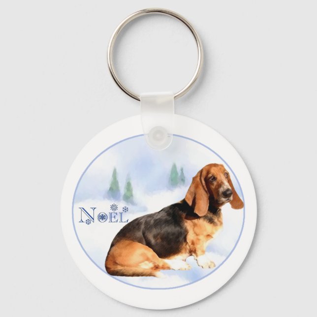 Noel Basset Hound Keychain Nyckelring (Framsida)