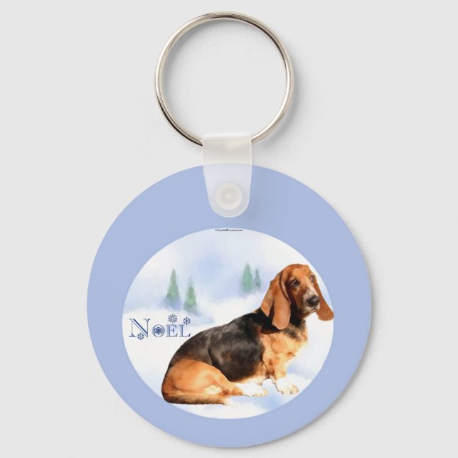 Noel Basset Hound Keychain Nyckelring (Framsida)