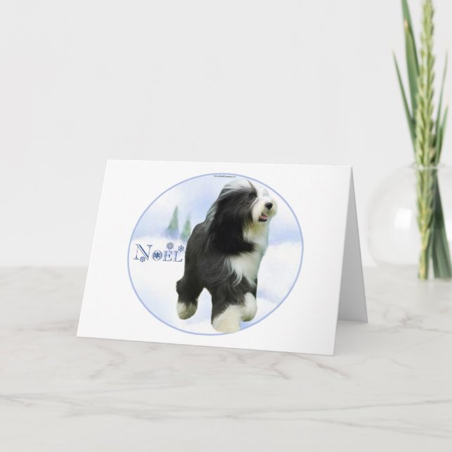 Noel Bearded Collie Helgkort (Framsida)