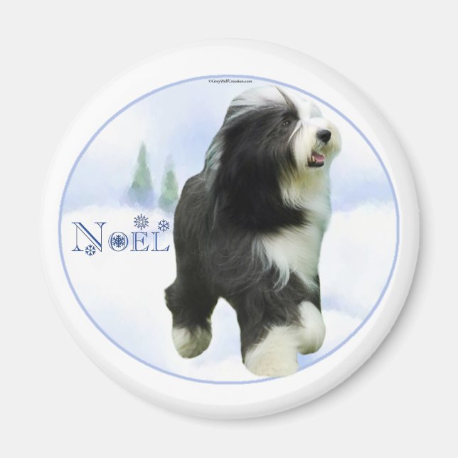 Noel Bearded Collie Magnet (Framsidan)