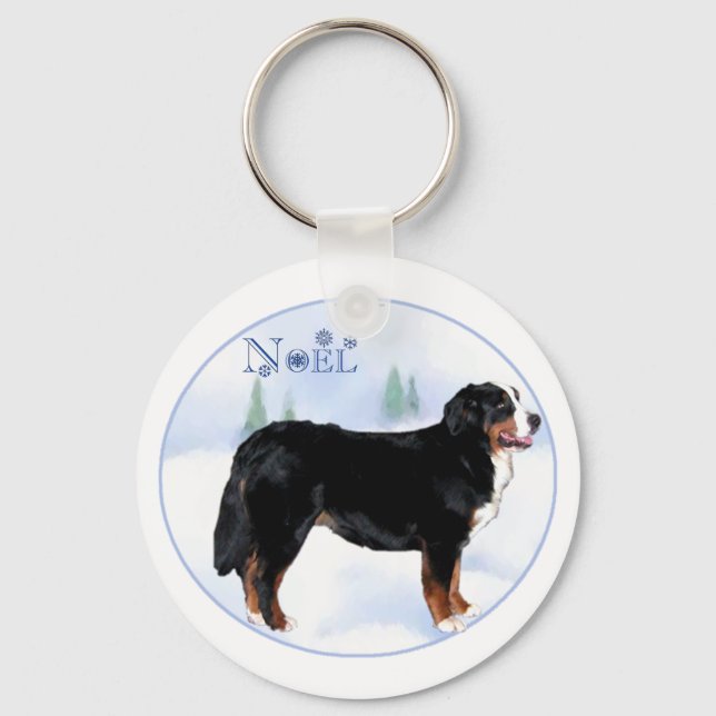 Noel Bernese Mountain Hund - Anpassad Nyckelring (Framsida)