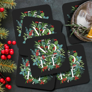 NOEL Berries Greenery Helgdag Black Underlägg Papper Kvadrat