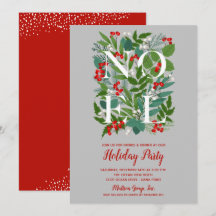 NOEL Berries Greenery-julfestinbjudan