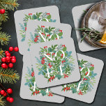 NOEL Berries och Greenery jul Underlägg Papper Kvadrat<br><div class="desc">Ord NOEL mellan vinterhalsen och löv på grått (eller färg) är dessa pappra underlägg eleganter för helgdag tillfälle. MATCHING-objekt i vår butik.</div>