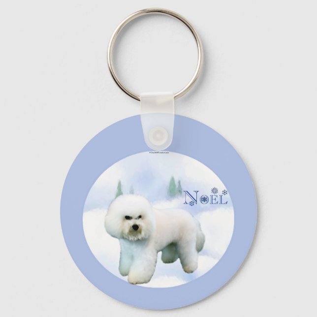 Noel Bichon Frise - Anpassad Nyckelring (Framsida)