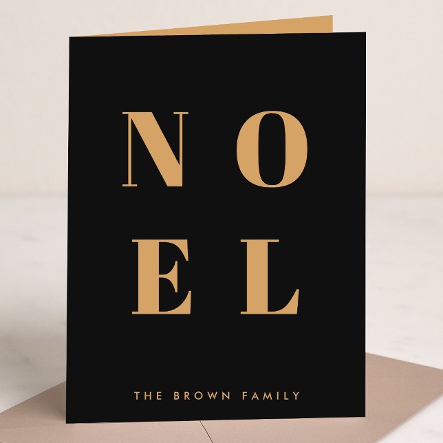 Noel Black och Guld | Snyggten Trendig jul Helgkort (Mark the most wonderful season with a simple modern non-photo holiday card)
