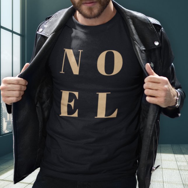 Noel Black och Guld | Snyggten Trendig jul T Shirt (Elegant black and gold Christmas t-shirt created for chic, simple, and contemporary seasonal looks)