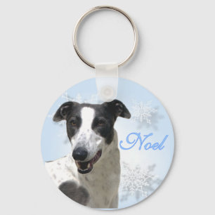Noel Black & White Greyhound Keychain Nyckelring
