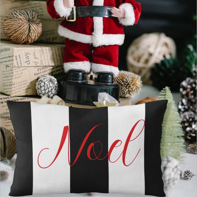 Noel Black & White Helgdag Lumbar Pillow Lumbarkudde (Skapare uppladdad)