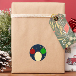 Noël Bleu Marine Boule Festive Runt Klistermärke