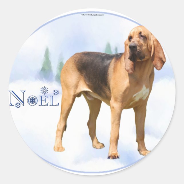 Noel Bloodhound Runt Klistermärke (Framsida)