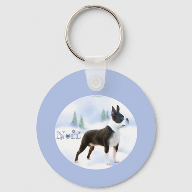 Noel Boston Terrier Keychain Nyckelring (Framsida)