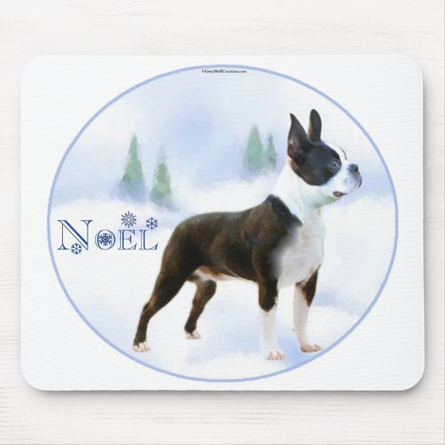 Noel Boston Terrier Mousepad Musmatta (Framsidan)