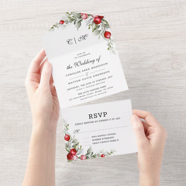 Noel Botanic Winter Wedding all in one tender (Avrivbar del)