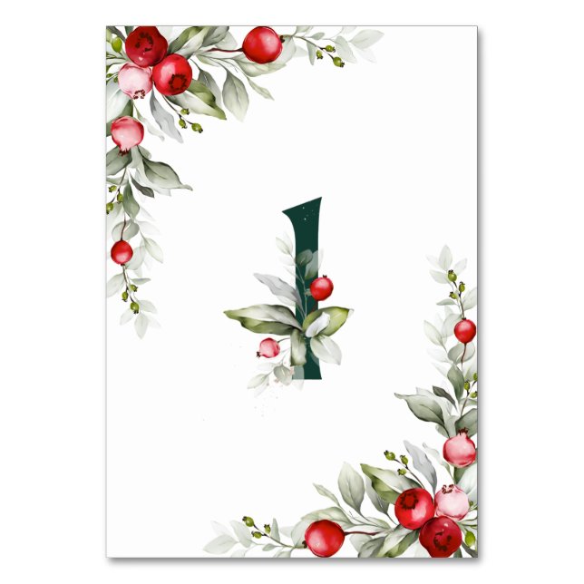 Noel Botanical Bord 1 Bröllop Bordsnummer (Baksidan)