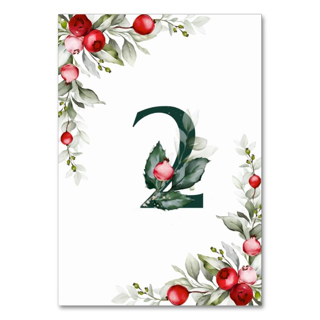 Noel Botanical Bord 2 Bröllop Bordsnummer (Baksidan)