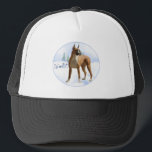 Noel Boxer Truckerkeps<br><div class="desc">Noel. Evergreens,  en snöbakgrund,  och Boxer önskar er en fredlig julhelg i jul. Vårt hund design ger en underbar gåva till dig eller en vän.</div>