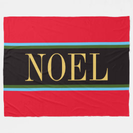 NOEL Bright Red Black Grönt jul Rand Fleecefilt
