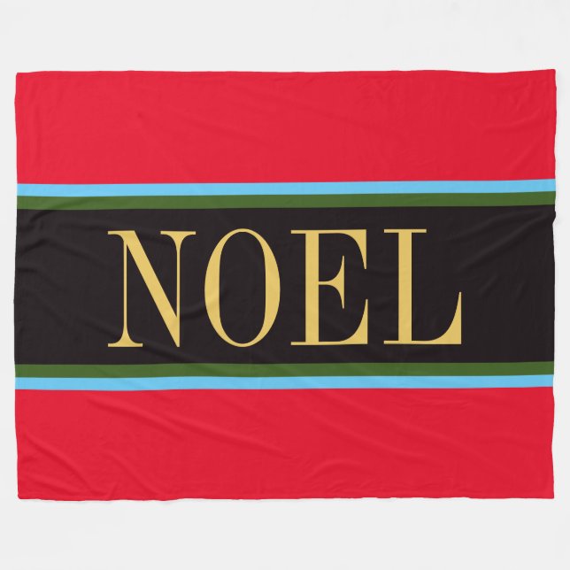 NOEL Bright Red Black Grönt jul Rand Fleecefilt (Framsidan (Horisontell))
