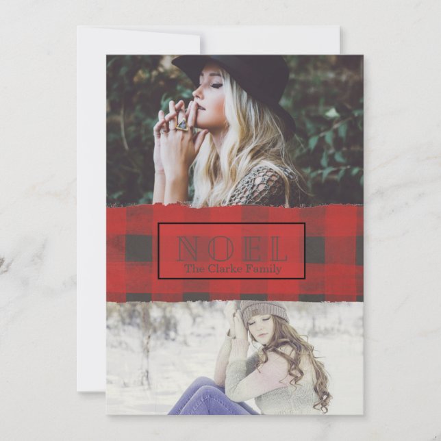 Noel Buffalo checkar två foto Julkort (Framsida)