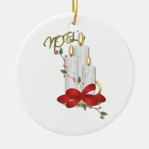 Noel Candle Ribbon från vårt hus till ditt Ornam Julgransprydnad Keramik