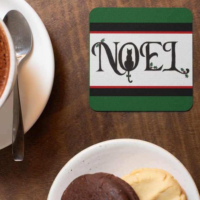 Noel Cat Underläggs Underlägg Papper Kvadrat (Skapare uppladdad)