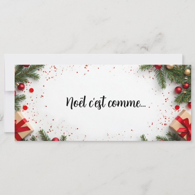 noël c'est comme sur décor blanc et rouge (Framsida)