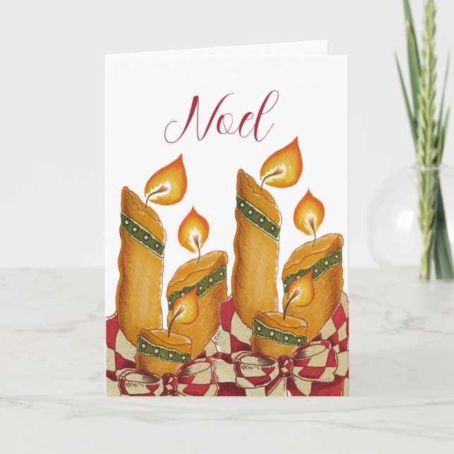 "Noel" Christmas Candle greeting card Kort (Framsida)