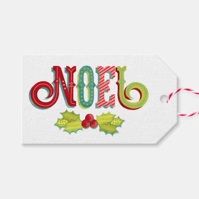 Noel Colorful jul Presentetikett (Framsidan (Horizontal))