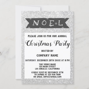 Noel Company jul Party Grått Silver Glitter Inbjudningar