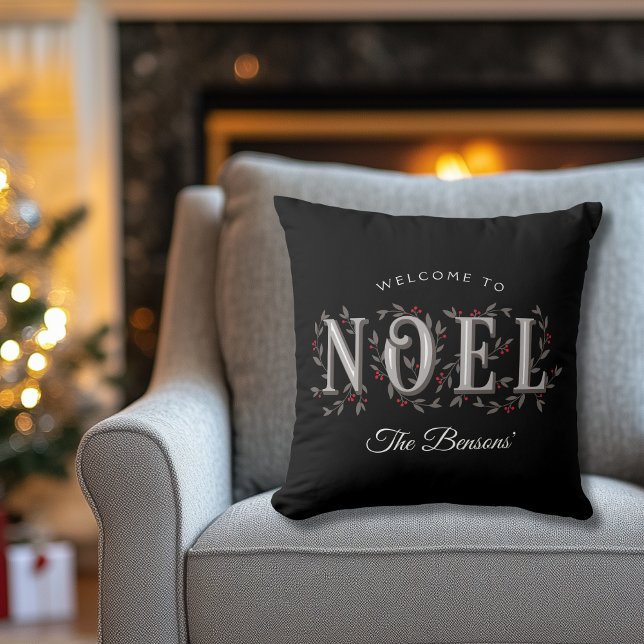 Noel Decorative Black Red Personlig jul Kudde (Skapare uppladdad)
