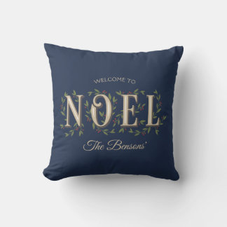 Noel Decorative Lettering Navy Blue SVG jul Kudde