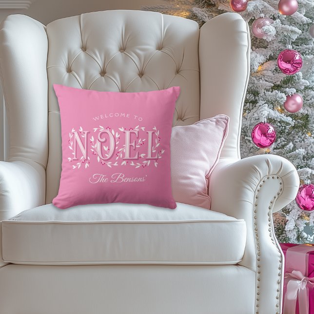 Noel Decorative Rosa White Personlig jul Kudde (Skapare uppladdad)