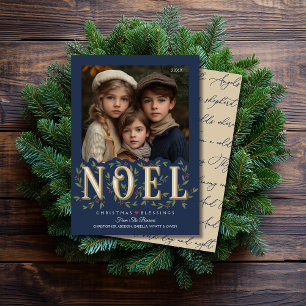 Noel Elegant Blue Photo jul Kort