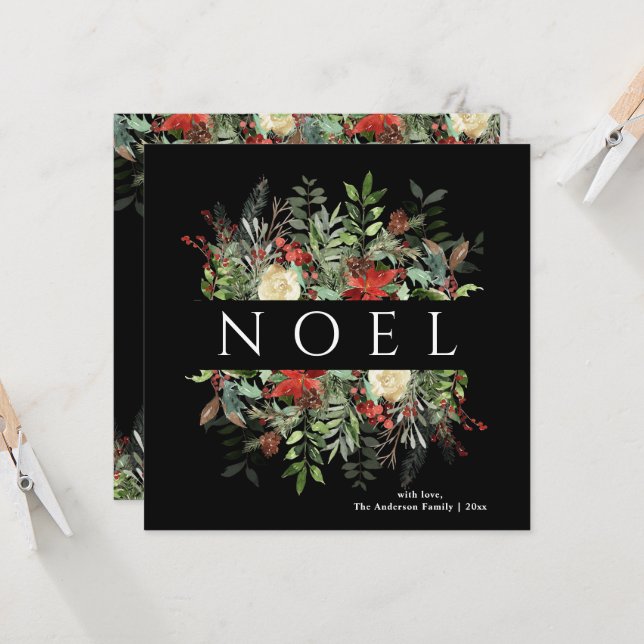 Noel Elegant | Botaniskt julkort Inbjudningar (Fram/Back In Situ)