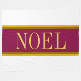 NOEL Elegant Festive Burgundy Red White Rand Fleecefilt